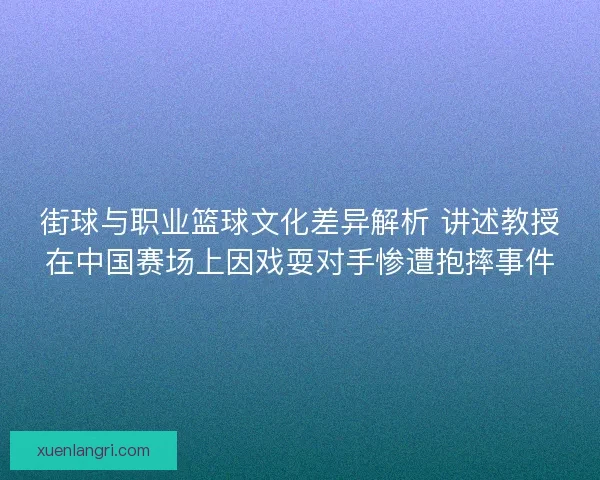 街球与职业篮球文化差异解析 讲述教授在中国赛场上因戏耍对手惨遭抱摔事件