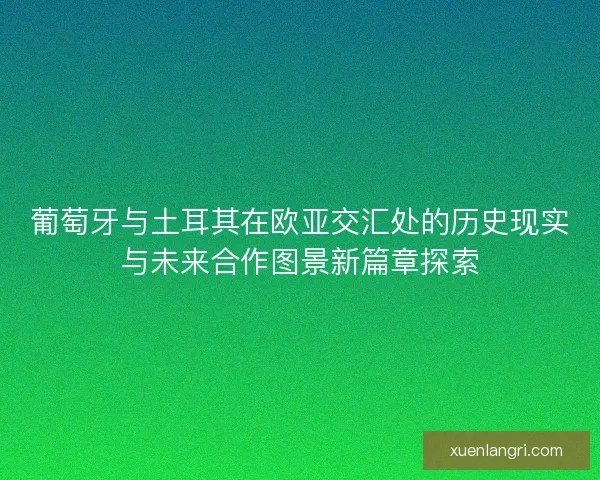 葡萄牙与土耳其在欧亚交汇处的历史现实与未来合作图景新篇章探索