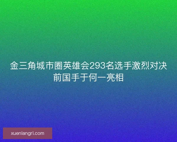 金三角城市圈英雄会293名选手激烈对决前国手于何一亮相
