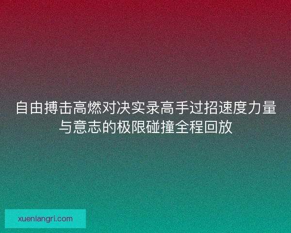 自由搏击高燃对决实录高手过招速度力量与意志的极限碰撞全程回放