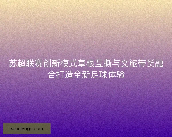 苏超联赛创新模式草根互撕与文旅带货融合打造全新足球体验